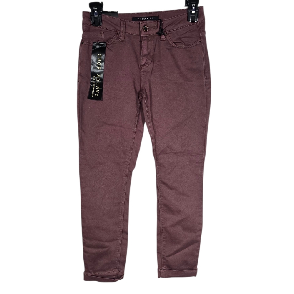 Angel Kiss Junior Size 3 Burgundy Crop Skinny Mid-Rise Jeans NWT